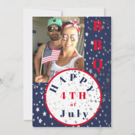 Convites 4 de julho Foto Red White Blue Stars CHURRASCO