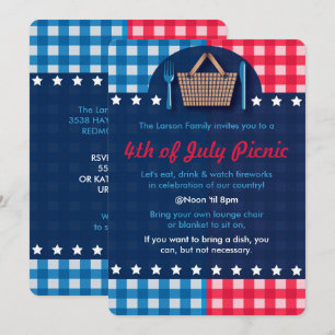 Convites 4 de julho, Gingham Picnic Invitations.