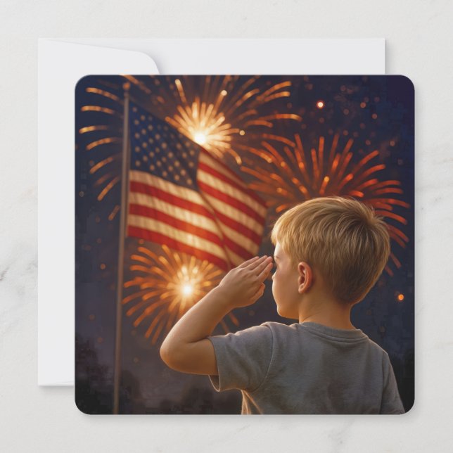 Convites 4 de julho Menino desvalorizando a bandeira (Frente)