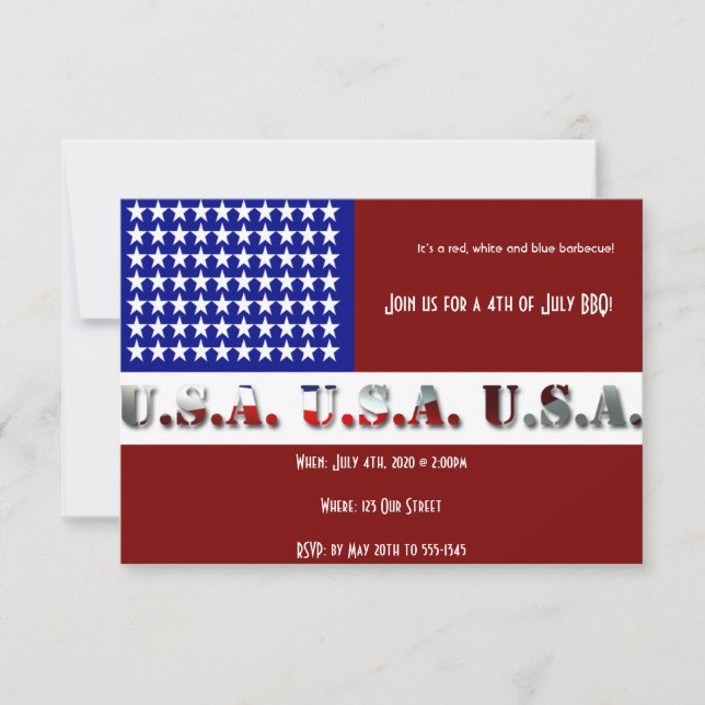Convites 4 de julho Modern USA Flag Graphic (Frente)