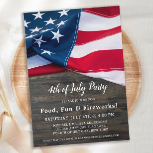 Convites 4 de julho Partido Americano Bandeira Patriótica