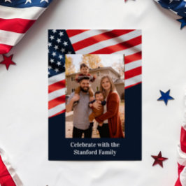 Convites 4 de julho Partido Americano Flag com Family Photo