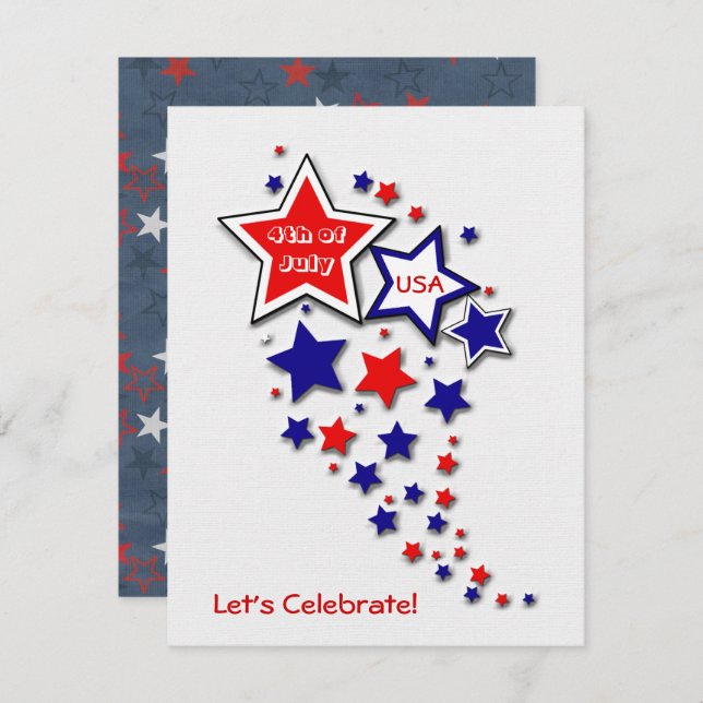 Convites 4 de julho Partido CHURRASCO Patriótico (Frente/Verso)