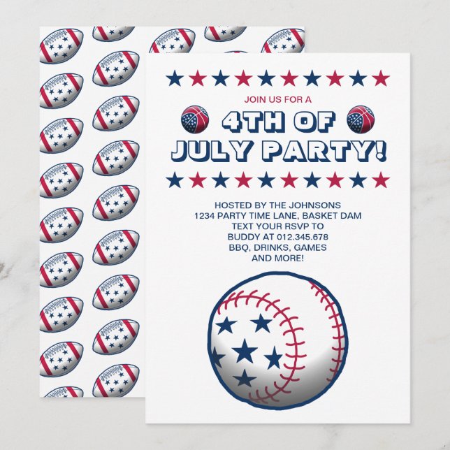 Convites 4 de julho Partido Esportivo (Frente/Verso)