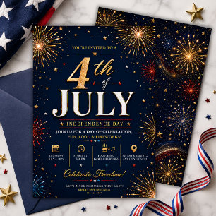 Convites 4 de Julho Patriótico Dia da Independência