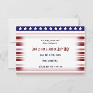 Convites 4 de julho Red White e Blue Candystripe