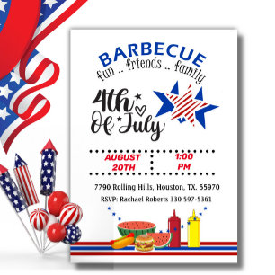 Convites 4 De Julho, Red White E Blue Patriotic Barbecue