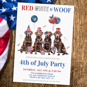 Convites 4 de julho, Red White e Woof Patriotic Dogs Party