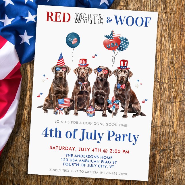 Convites 4 de julho, Red White e Woof Patriotic Dogs Party (Criador carregado)