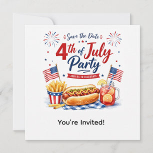 Convites 4 de Julho Salve a Data Festa do Dia da Independên