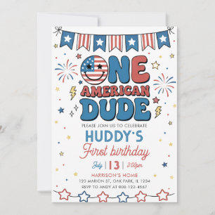 Convites 4 de Julho Um Cara Americano Menino 1º Aniversário