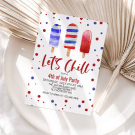 Convites 4 de julho Vamos Chill Red White Blue Ice Pop