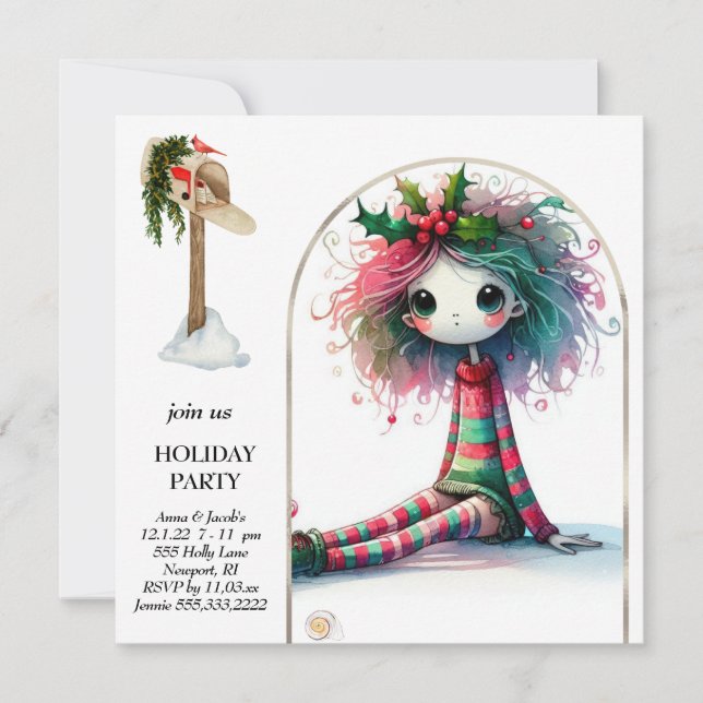 Convites *~* 4 Fantasia, Doce Mulher, Elf Sentada (Frente)