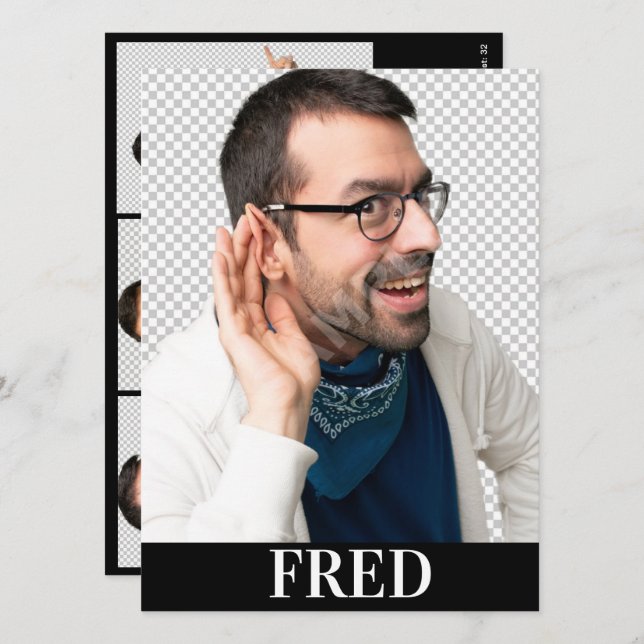 Convites 4 Foto - Modelo da placa Comp Headshot do ator Mal (Frente/Verso)