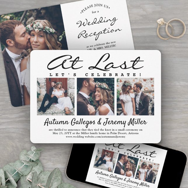 Convites 4 Foto Por Fim Celebração De Casamento Noiva Noivo (Criador carregado)