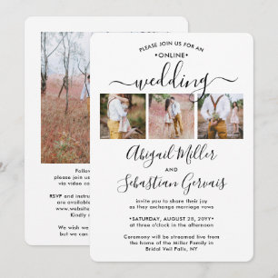 Convites 4 Fotos Cerimônia de Casamento Virtual Online Eleg