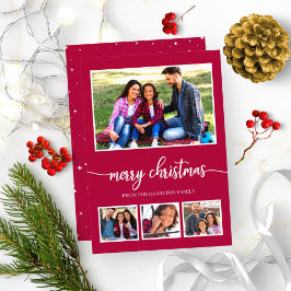 Convites 4 Fotos Colagem Feliz Natal Férias Modernas