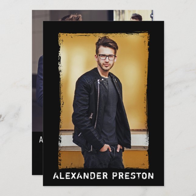 Convites 4 Modelo de Foto - Placa Comp Grunge 5,5x7.5 (Frente/Verso)