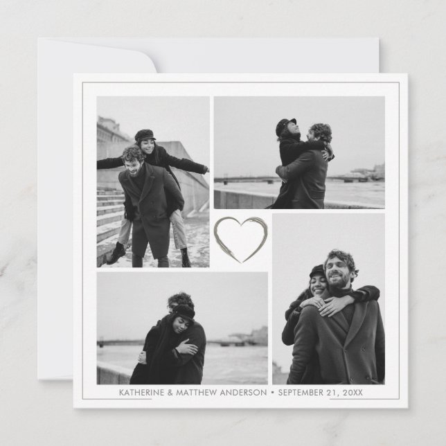 Convites 4 Nome e Data do Aniversário da Colagem de Fotos (Frente)