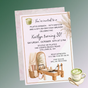 Convites 4 Pilates & Matcha (qualquer idade) Evento de Aniv