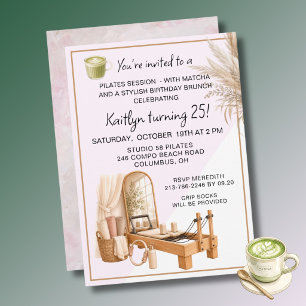 Convites 4 Pilates & Matcha (qualquer idade) Evento de Aniv
