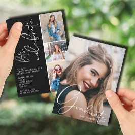 Convites 4 Preto para Graduação de Colagem de Fotos