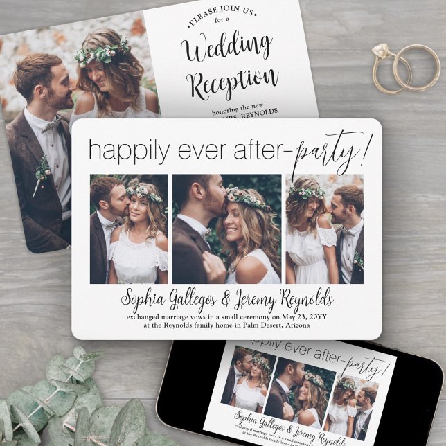 Convites 4 Recepção de casamento de Fotografias Feliz Nunca (Criador carregado)