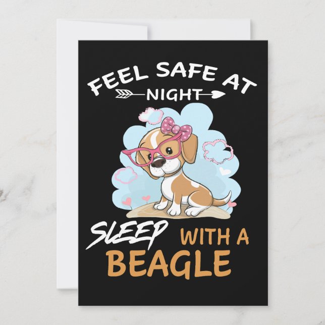 Convites 4 Sinta-se Seguro à Noite Durma Com Um Beagle (Frente)