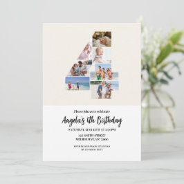 Convites 4th Birthday Invitation Minimalist - Number 4