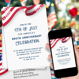 Convites 4th Of July 250th Anniversary Celebration Party