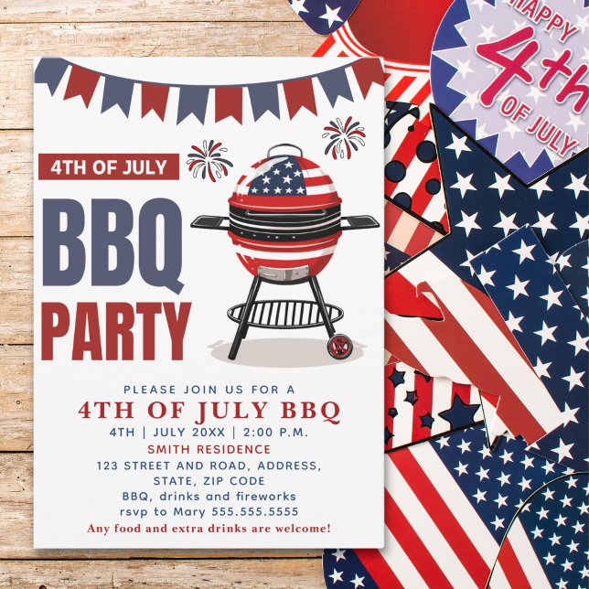 Convites 4th of July BBQ - Independence Day Party (Criador carregado)