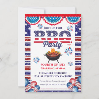 Convites 4th Of July BBQ Invitation, Party In USA Invite