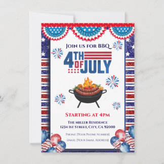 Convites 4th Of July BBQ Invitation, Party In USA Invite