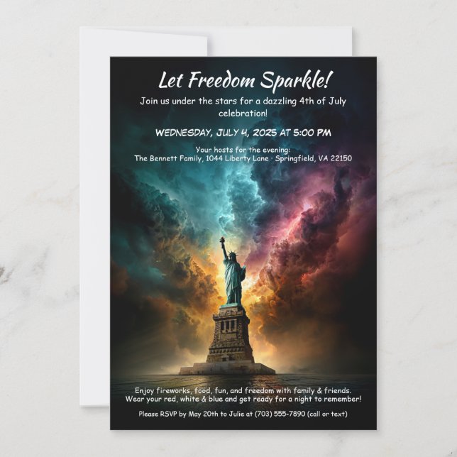 Convites 4th of July Invitation – Statue of Liberty  (Frente)