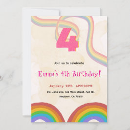 Convites 4th Rainbow Girl Birthday Invitation   