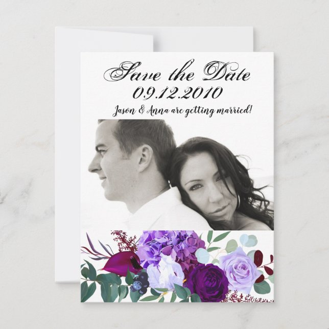 Convites 4x5 Salve o Hibiscus da Lavanda da placa de data n (Frente)