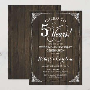 Convites 5º Aniversário de Casamento - Madeira