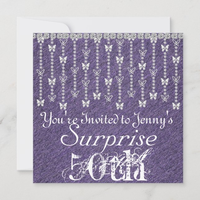 Convites 50ª Borboleta Surpresa de Aniversário Invitatati (Frente)