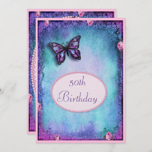 Convites 50ª Brilhante, Borboleta, Rosas e rendas