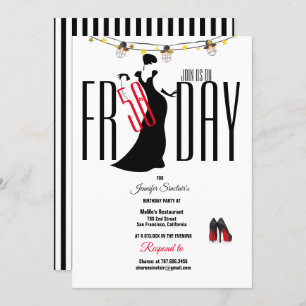 Convites 50ª Faixa de Festa de aniversário Estiletto Única