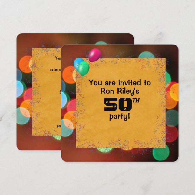 Convites 50ª Festa de aniversário Bash (Frente/Verso)