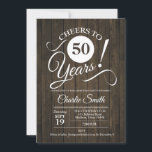 Convites 50ª Festa de aniversário com padrão de madeira<br><div class="desc">50º Convite de aniversário com padrão de madeira. Saúde a 50 anos! Envie-nos uma mensagem se precisar de mais personalização.</div>