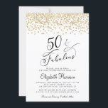 Convites 50ª Festa de aniversário de brilho Dourado<br><div class="desc">Convite de aniversário chic 50th com "50 & Fabuloso" em um script de na moda e uma camada de configuração de falso brilho dourado.</div>