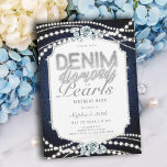 Convites 50ª Festa de aniversário Denim Diamantes Pearls Fr<br><div class="desc">Procurando 50ª festa de aniversário de ideias para mulheres? Este moderno, elegante e chic denim, diamantes e pérolas convites de aniversário para ela, com seu tema denim e pérolas - com um toque de ouros, é uma forma perfeita de celebrar um aniversário marco no estilo. Ele apresenta um fundo denim,...</div>