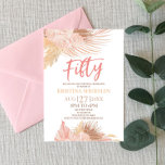 Convites 50ª Festa de aniversário Floral Cor-de-Rosa 50ª<br><div class="desc">Este é um Convite de aniversário 50 Boho Floral Rosa 50!</div>