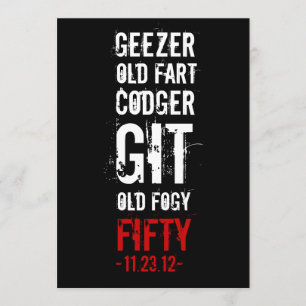 Convites 50ª Festa de aniversário Geezer