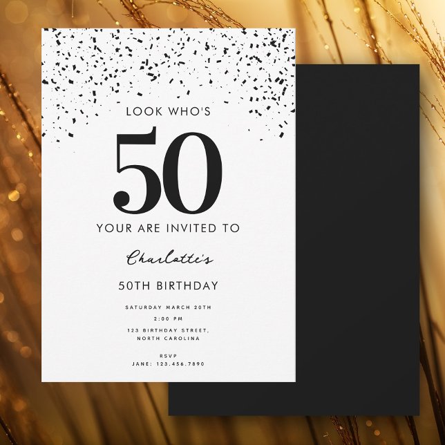 Convites 50ª Festa de aniversário Olha quem é 50 moderno (50th Birthday Party Look Who's 40 Modern Invitation)