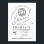 Convites 50ª Festa de aniversário - Prateado branco<br><div class="desc">50º Convite de aniversário em Silver e White. Saúde a 50 anos! Design elegante do estilo de tipografia moderna. Pode ser personalizado em qualquer idade. Envie-me uma mensagem se precisar de mais personalização.</div>