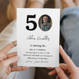 Convites 50ª Festa de aniversário, preto e branco