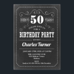 Convites 50ª Festa de aniversário - Preto Quadro Preto Bran<br><div class="desc">50º Convite de aniversário. Design preto e branco elegante com padrão de quadro.</div>